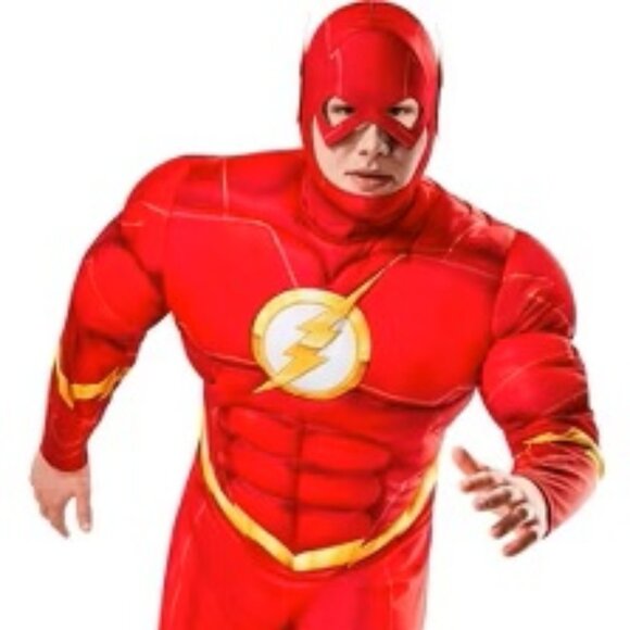 Rubies Costume XL 44-46 Flash Muscle Chest Men’s/ DC Comics/hood mask/boot cover - Picture 1 of 17